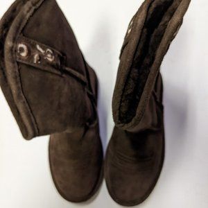 BearPaw Genuine Suede Sheepskin Boots Austin Brown US7